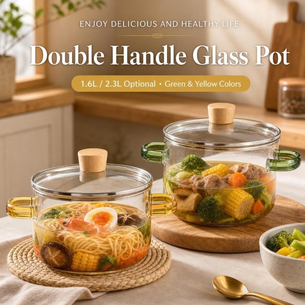 Soup Kettle Warmer - Thickened 1.6/2.3L Household Glass Saucepan Heat