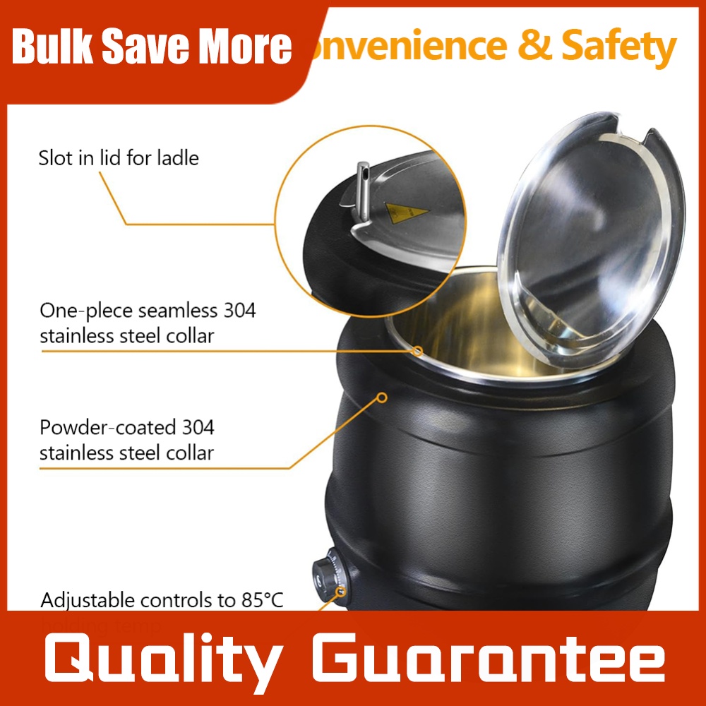 Soup Kettle Warmer - 10L Soup Kettle with Lid Hinged