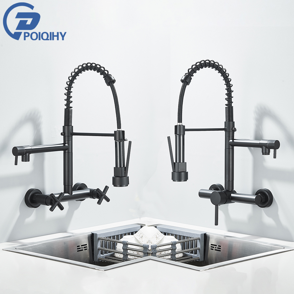 Commercial Kitchen Mixer Tap - Black Kitchen Faucet 360 Rotation Pull