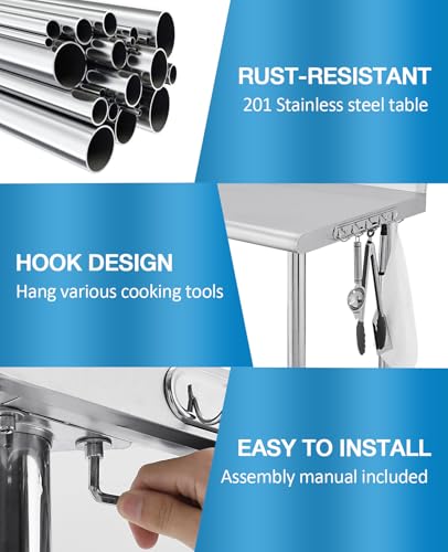 Stainless Steel Prep Table NSF - Commercial Kitchen Backsplash review and price